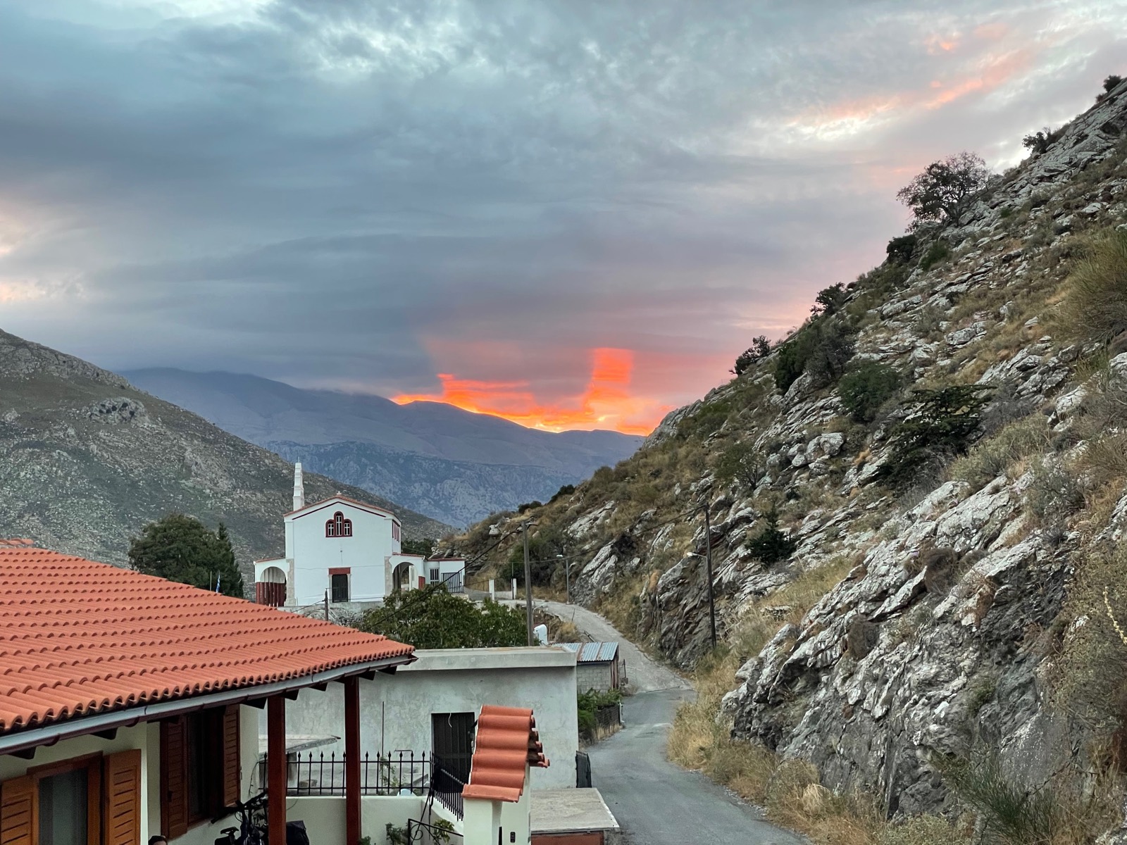 Red roofs at sunset