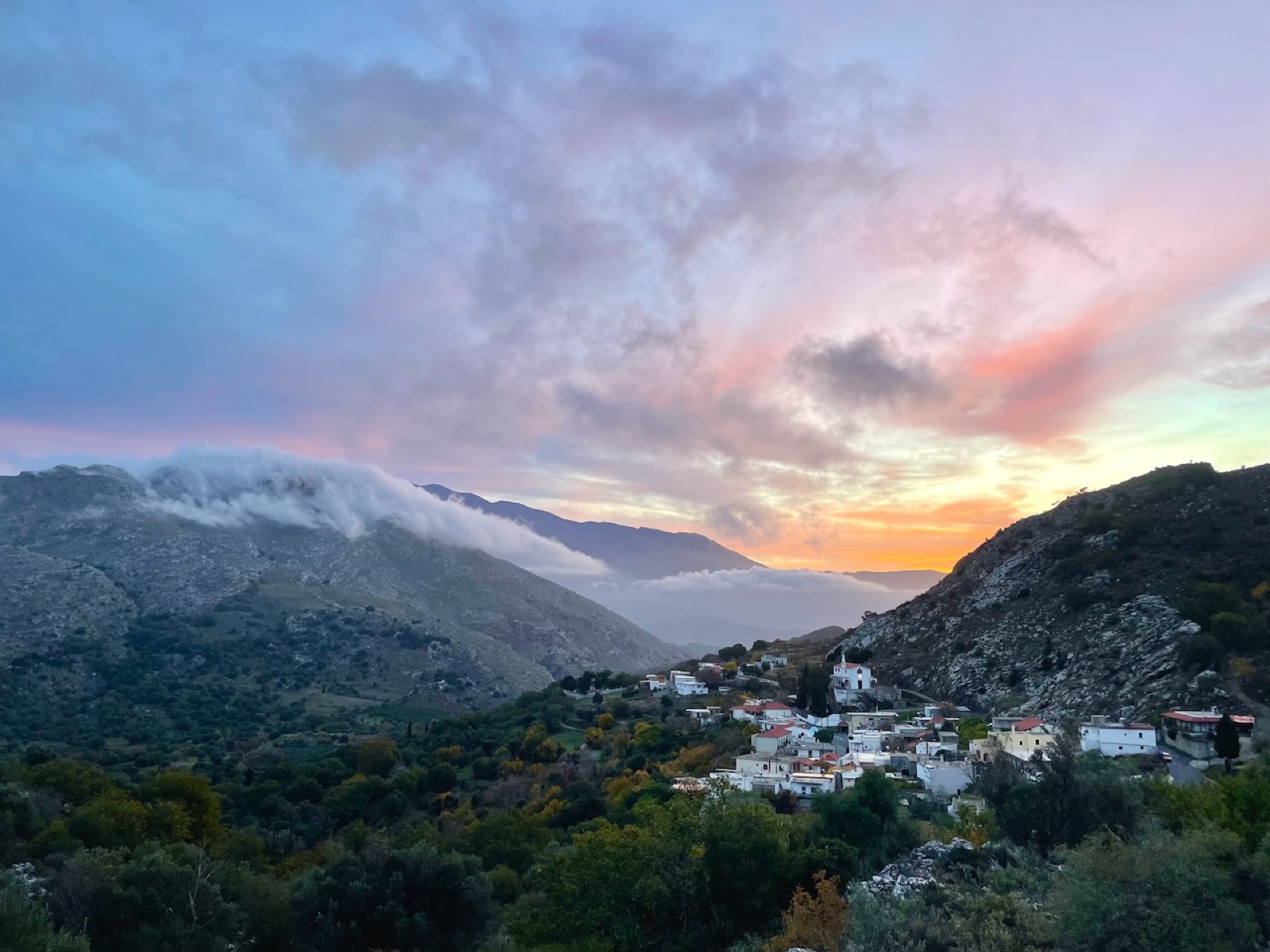 Kedros sunset over the village
